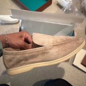 LORO PIANA Tan Suede Loafers